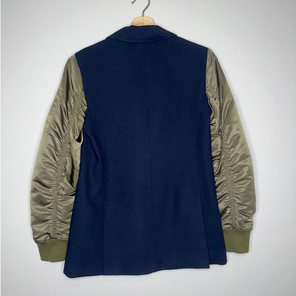 Veronica Beard Clausen Mixed Media Dickey Blazer/Jacket Navy/Olive Green Size 2 - Picture 8 of 10